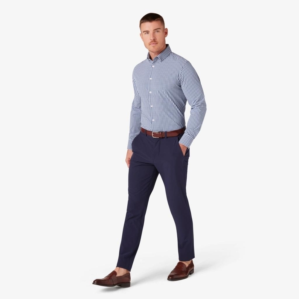 Mizzen+Main Men's Trim‎ Fit Performance Dress Shirt Size XXL Blue Long Sleeve